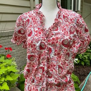 Ralph Lauren red print short sleeved blouse